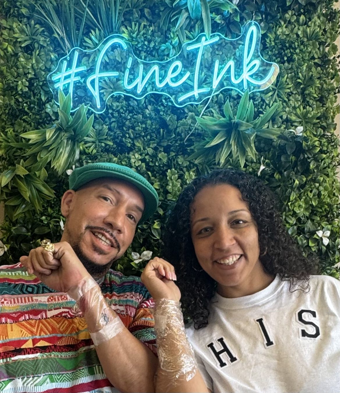 Fine-line tattoo work photographed the day it was made