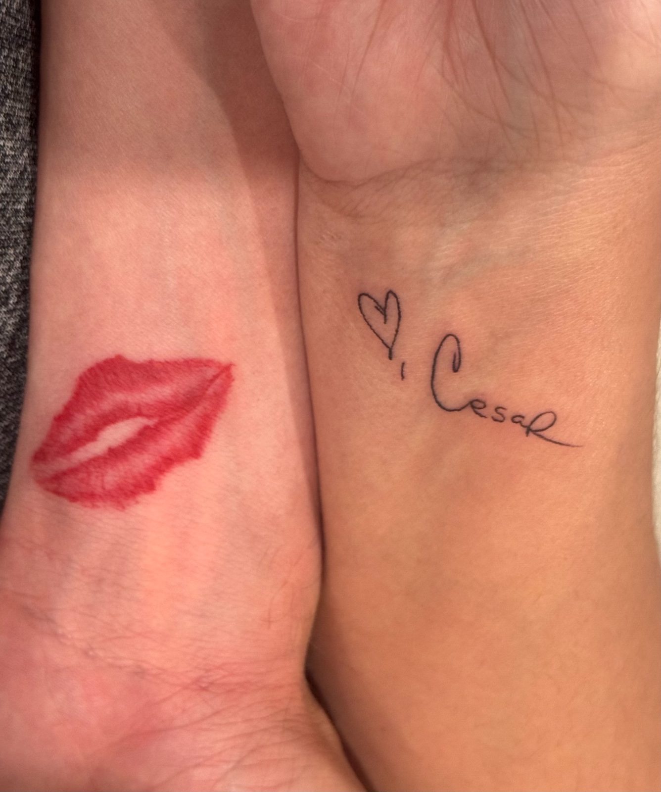Cesar and Jennifer Gallardo's matching tattoos