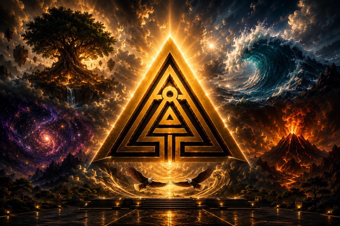 Cinematic dark backdrop for Aligned Elements — an alignment ecosystem for people building stronger foundations.